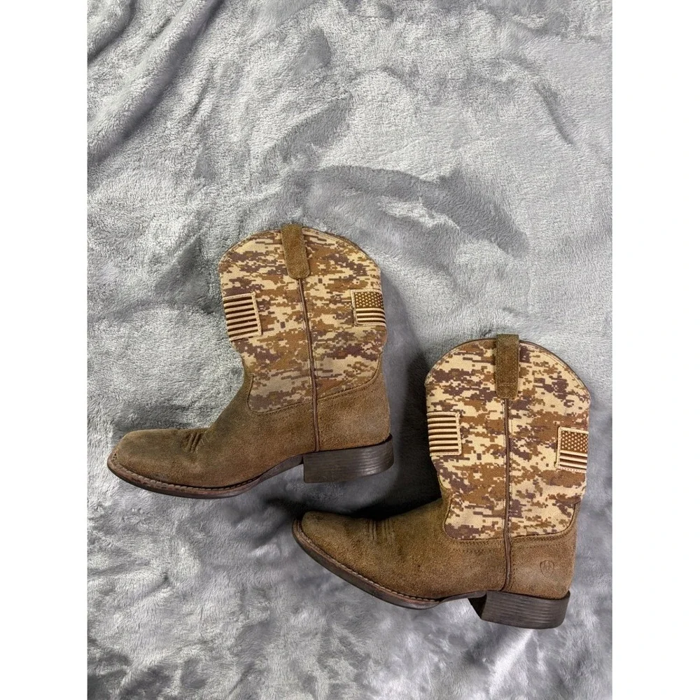 US 3.5 Ariat Sport Patriot kids western cowboy boots American flag patriotic
